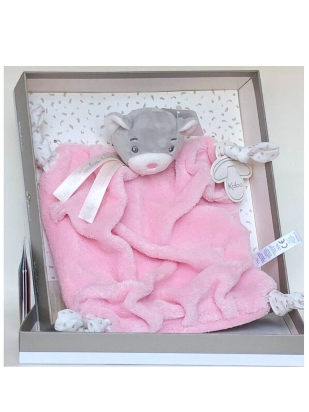 Kaloo Pink Bear Doudou /Lovey/Security blanket for Baby 0+ w/Gift Box New in Box